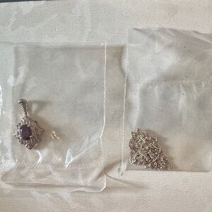 NIB Avon Sterling Silver .925 Filigree Genuine Garnet Pendant Necklace
